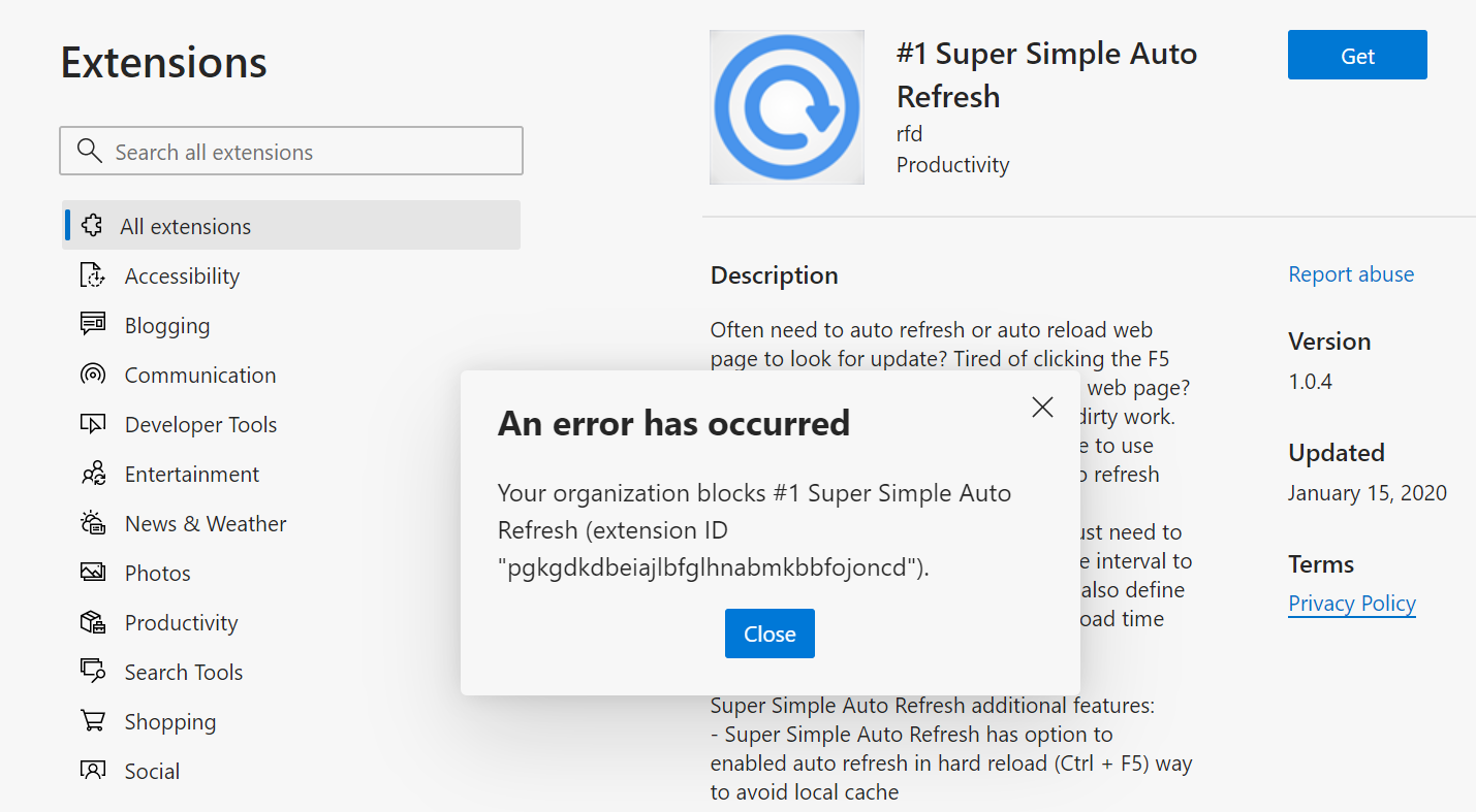 Extension disabled, won't let install - Microsoft Q&A