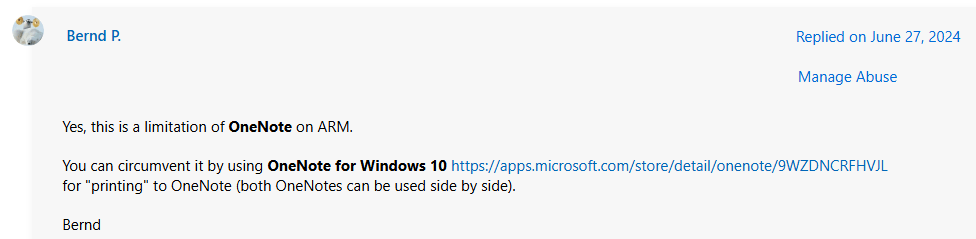 CoPilot+ PC's can't print to OneNote - Microsoft Q&A