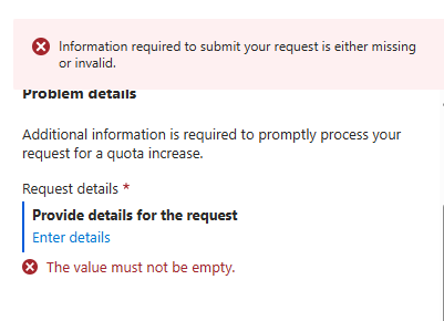 Need to increase quotas - Microsoft Q&A