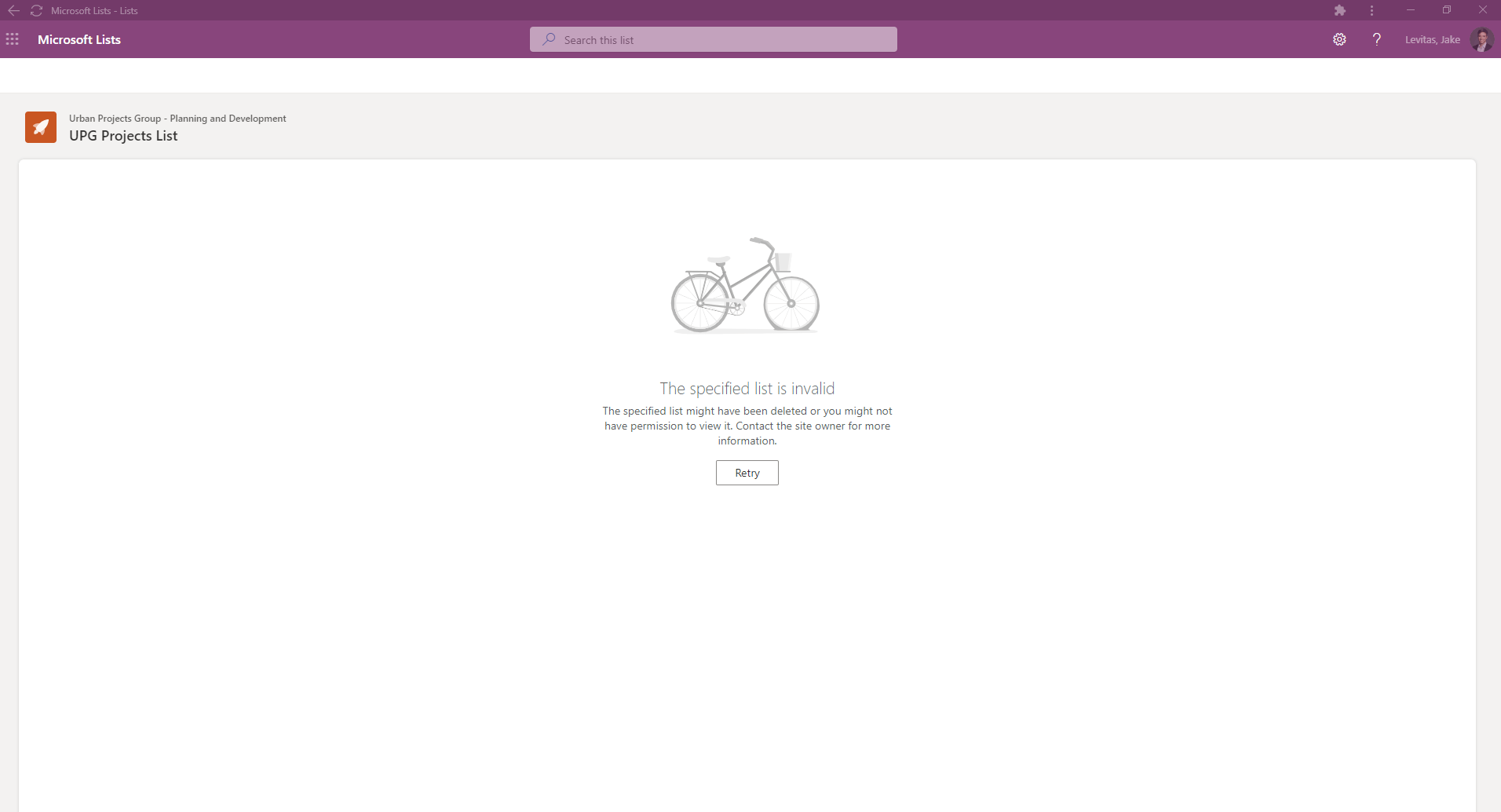 Lists Desktop App: The specified list is invalid - Microsoft Q&A