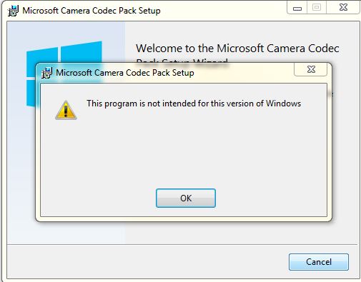 Camera Codec pack unable to install for win7 - Microsoft Q&A