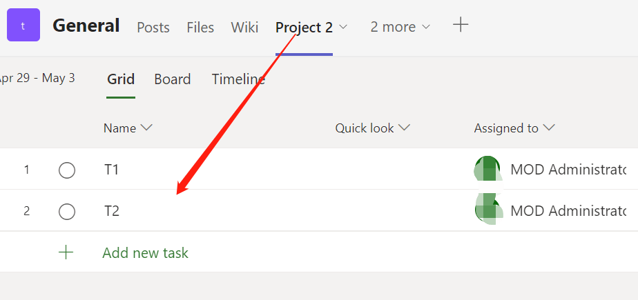 I created multiple Project tabs in the MS Teams app. How can I connect ...