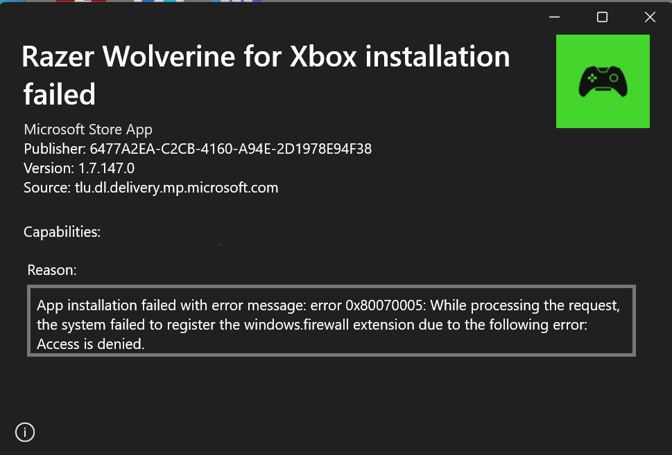 ไม่สามารถติดตั้ง app จาก microsoft store - คำถามคำตอบของ Microsoft