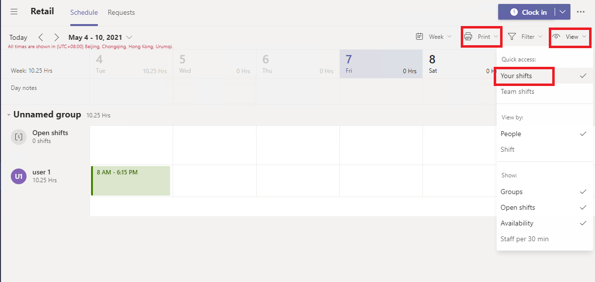 MS Shifts Timesheet download by team member only - Microsoft Q&A
