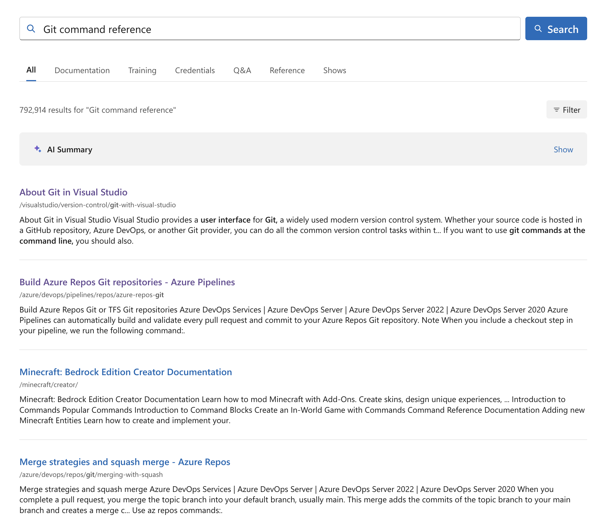 How to use Microsoft Learn Search functionality - Microsoft Q&A
