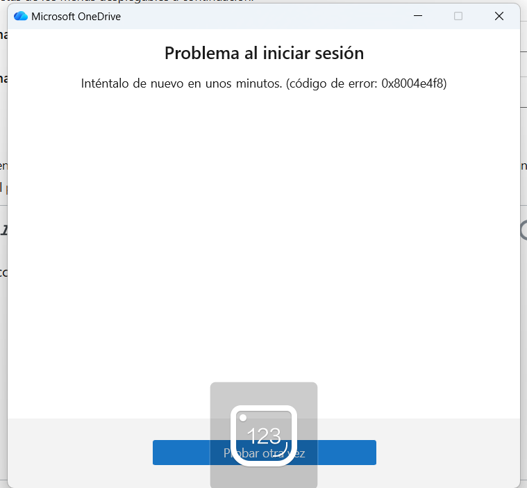 Error 0x8004e4f8 en OneDrive - Microsoft Q&A