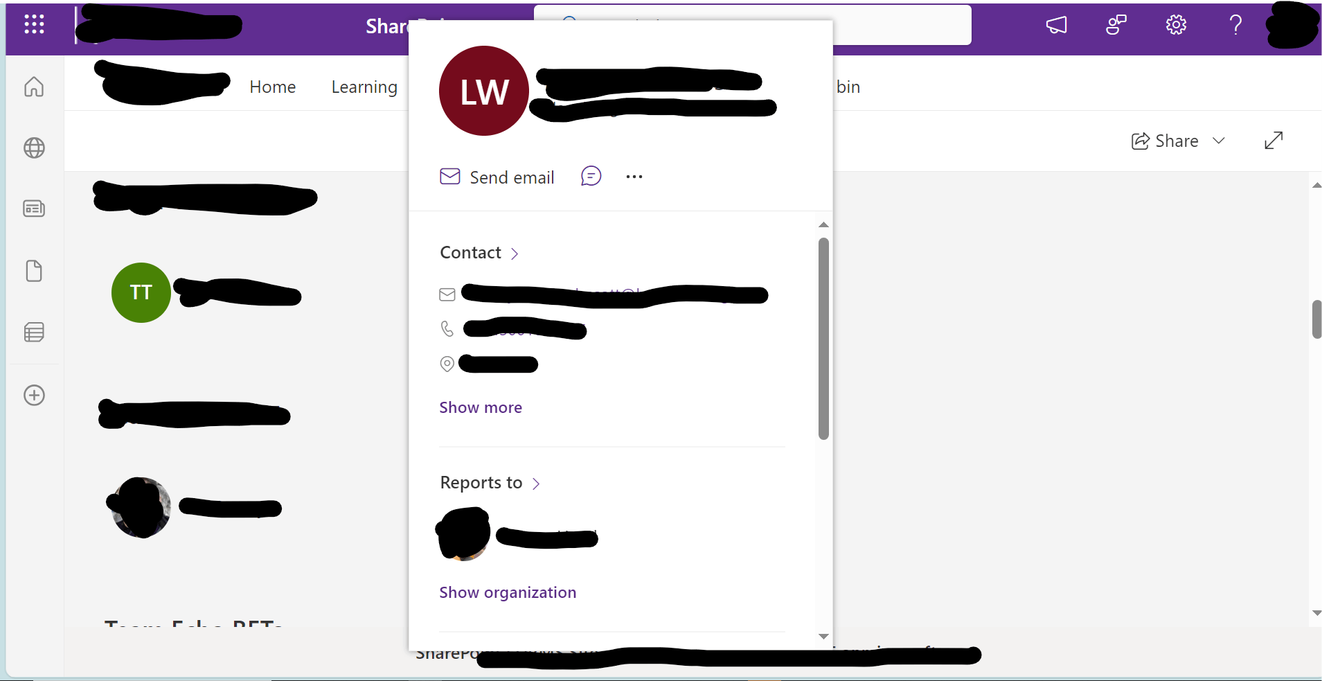 Contact card - Microsoft Q&A