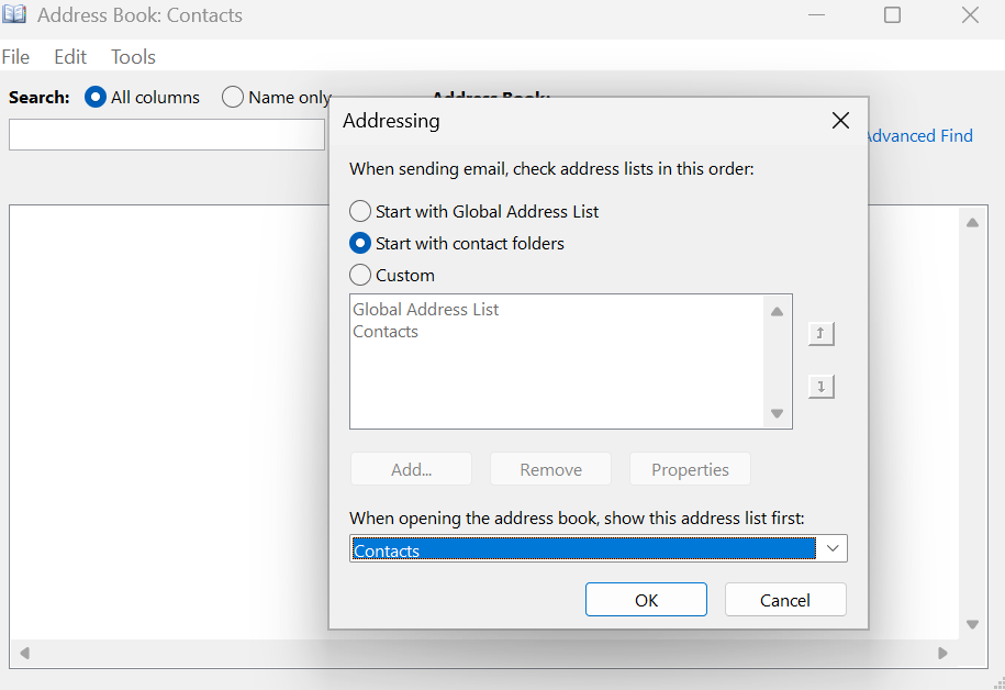 The address auto-complete function does not work for contacts in the ...