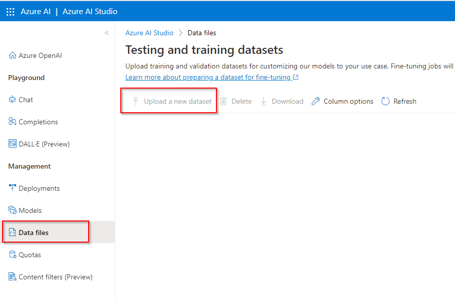 Azure OAI Upload Data Files Greyed Out Microsoft Q&A