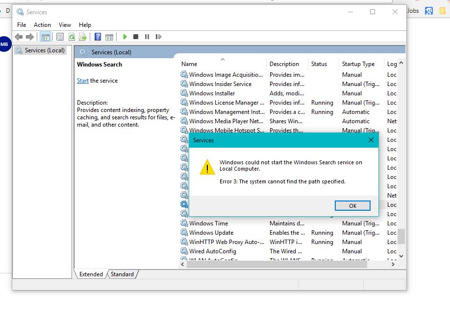 Windows could not start the Windows Search service on Local Computer ...