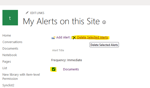 SharePoint Alert Me setting options not changing - Microsoft Q&A