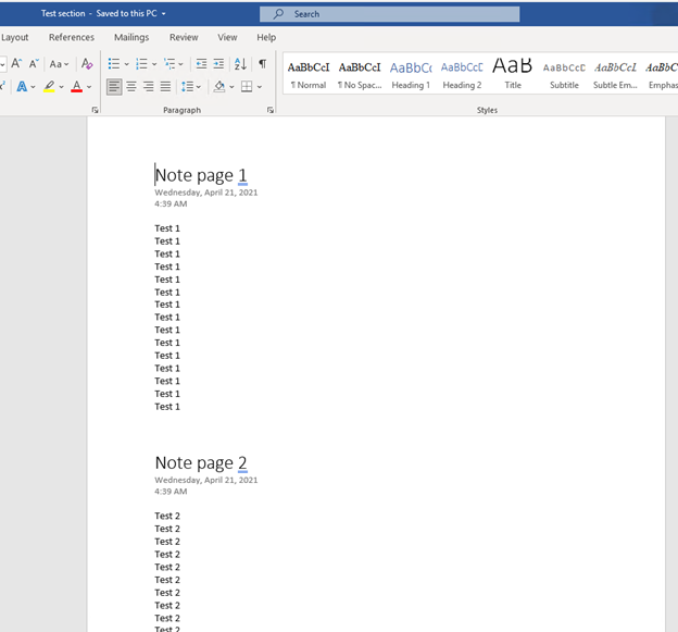 How can I export OneNote to Microsoft Word using MS 365 Business ...