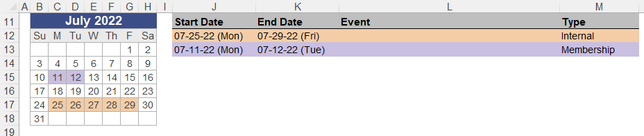 Index & Match Formulas - Highlight Date Range on Calendar - Microsoft Q&A