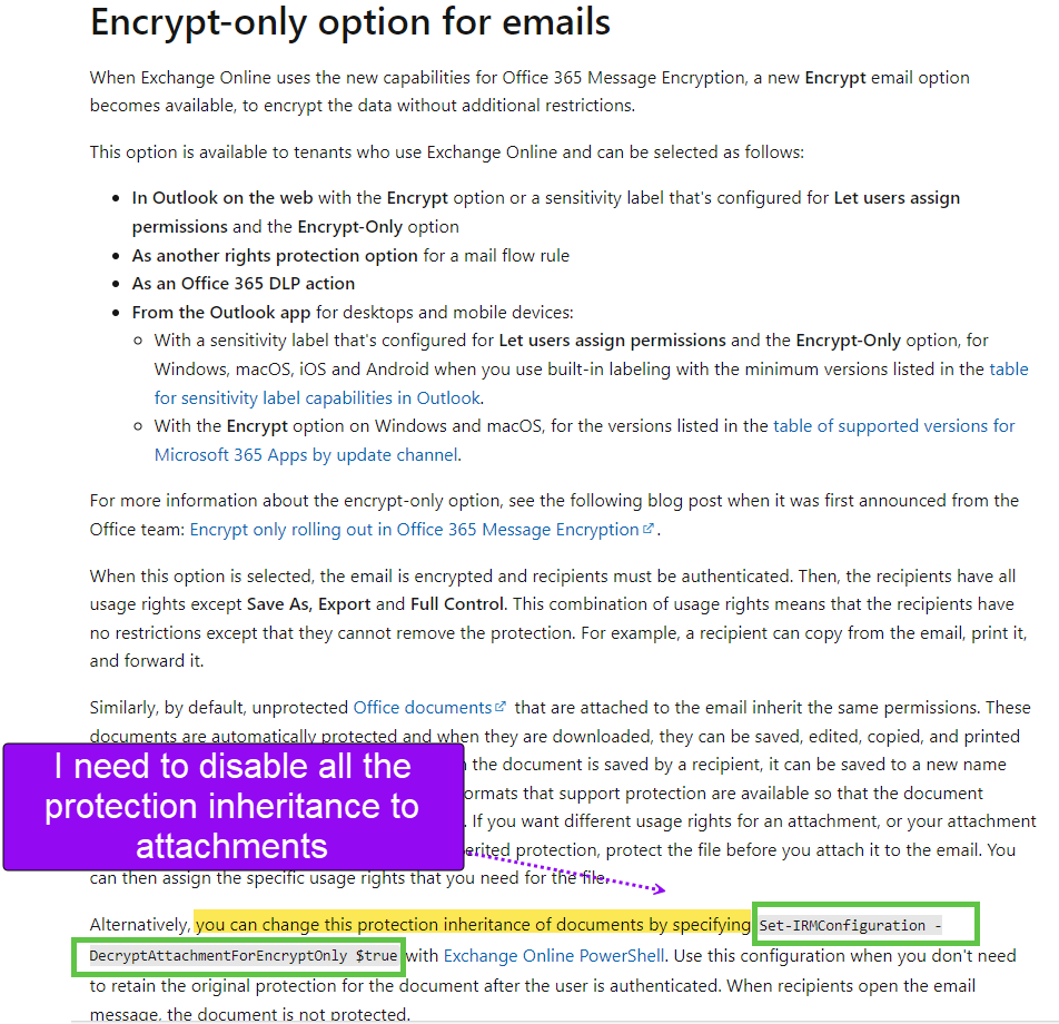 Microsoft Purview Email protection: How to Disable &ldquo;Do not Forward 