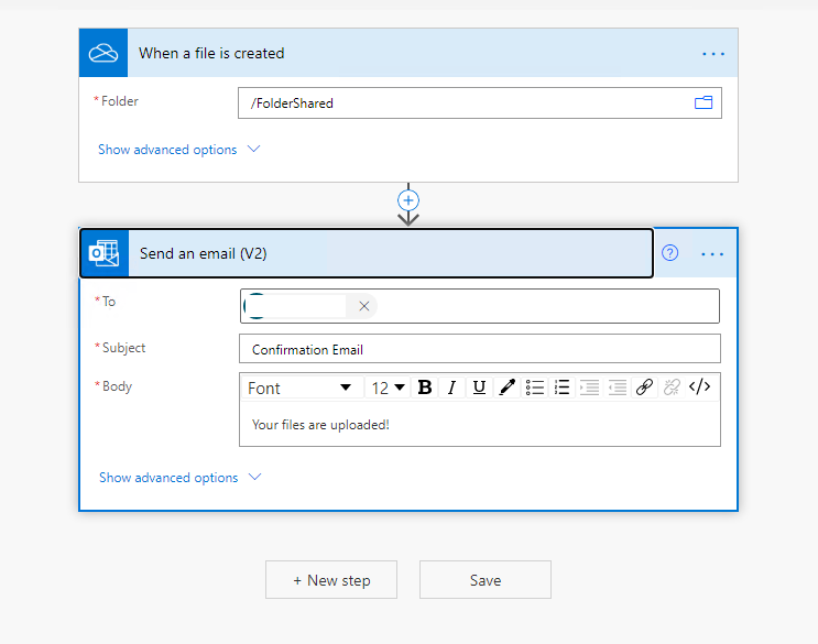 How to send a confirmation email automatically to uploader (an external ...