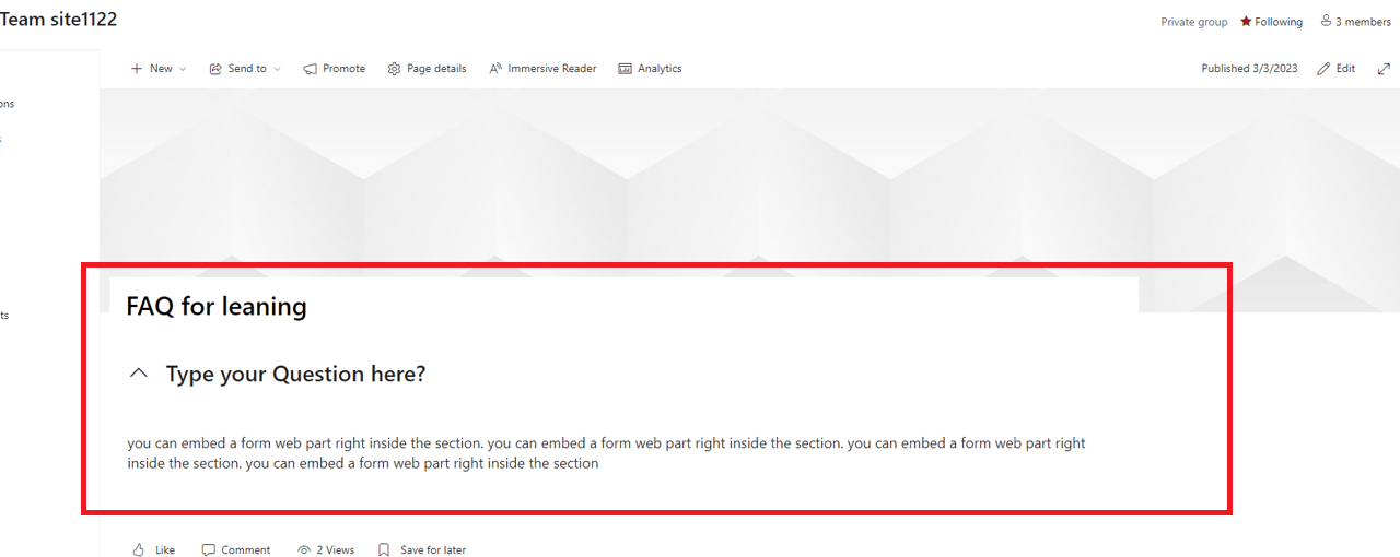 I would like to create a list of Frequent Ask Questions - Microsoft Q&A