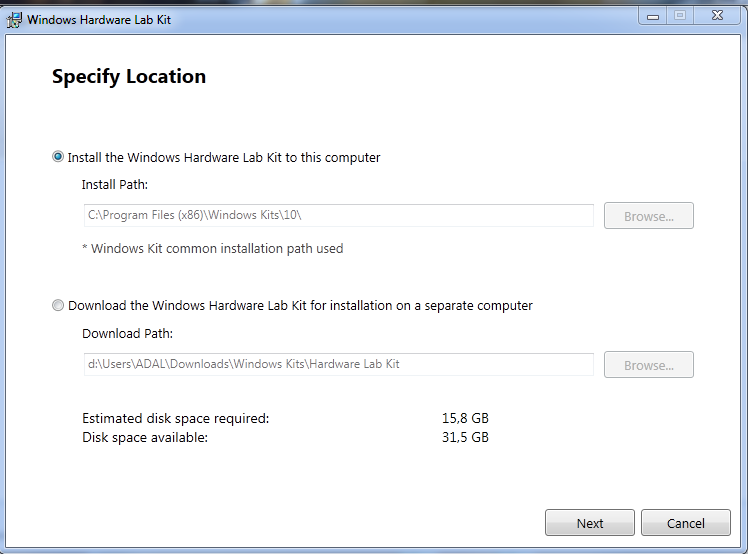 No puedo instalar hlk driver solo me deja instalar hlk studio