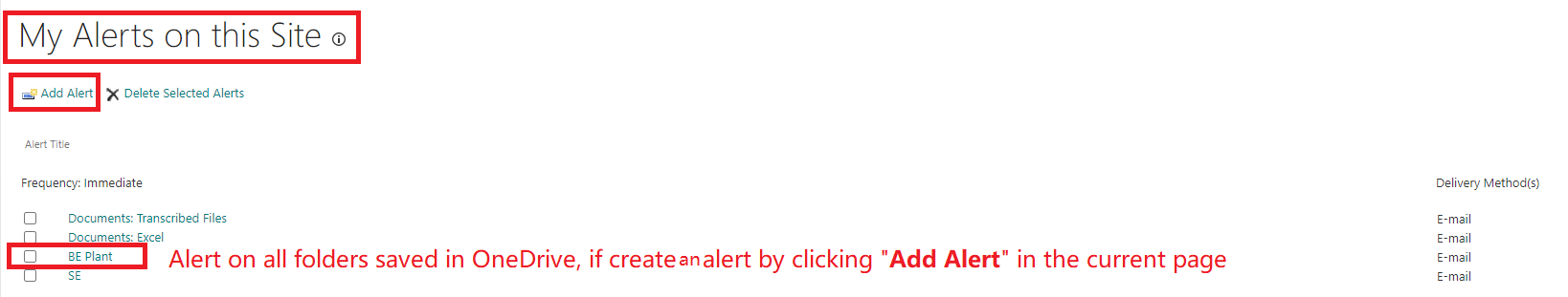Is it possible to setup different alerts for different OneDrive folders ...