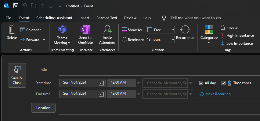 Creating all day appointment based on different time zone - Microsoft Q&A