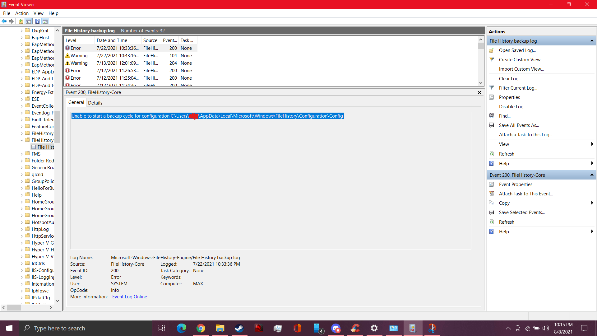 File History error: The parameter is incorrect. - Microsoft Q&A