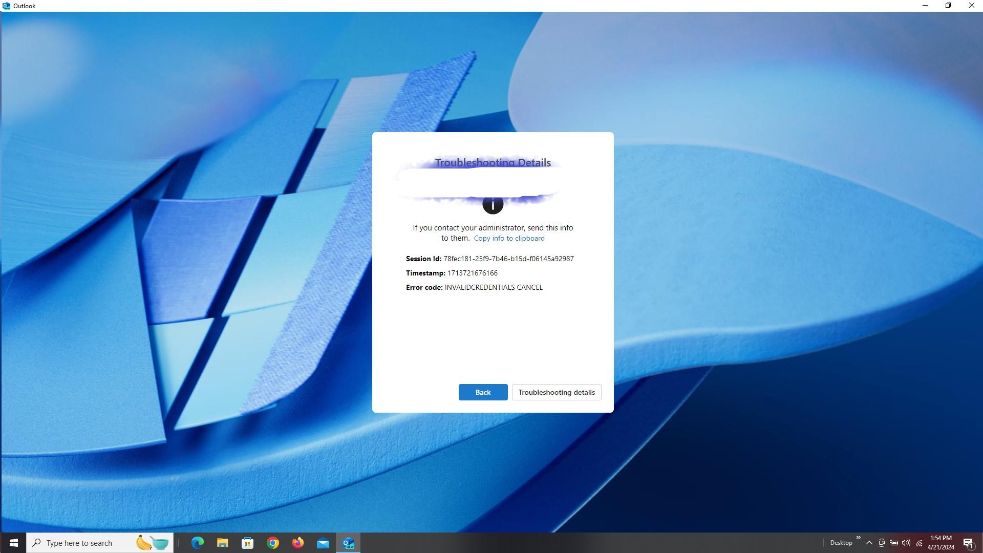 outlook error