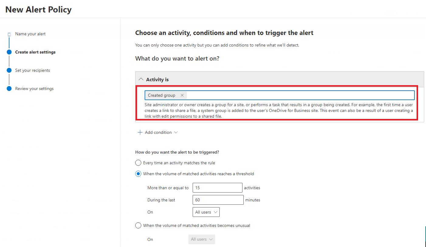 Group or Site Creation Alert - Microsoft Q&A