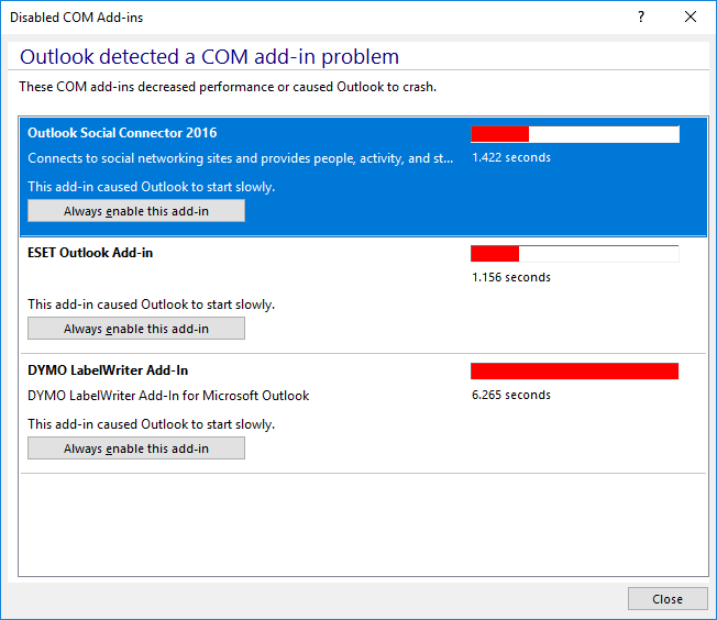 Outlook detected a COM add-in problem - Microsoft Q&A