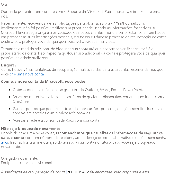 formulario de recuperação de conta