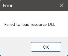 Failed to load resource DLL