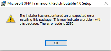 Cant install Microsoft XNA Framework : Error writing to file