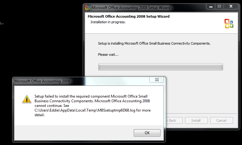 Cannot install Microsoft Office Accounting 2008 - Microsoft Q&A