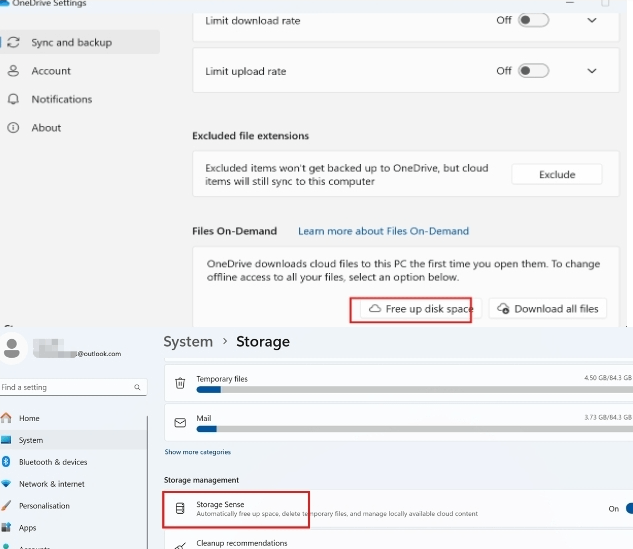 Storage Sense setting on OneDrive to free up disk space is not working ...