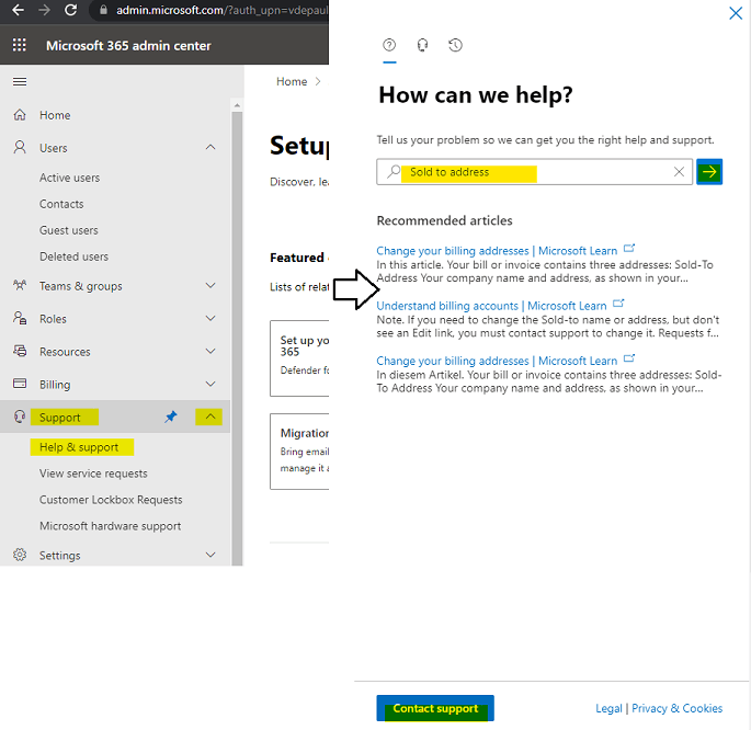 Microsoft 365 Billing says 