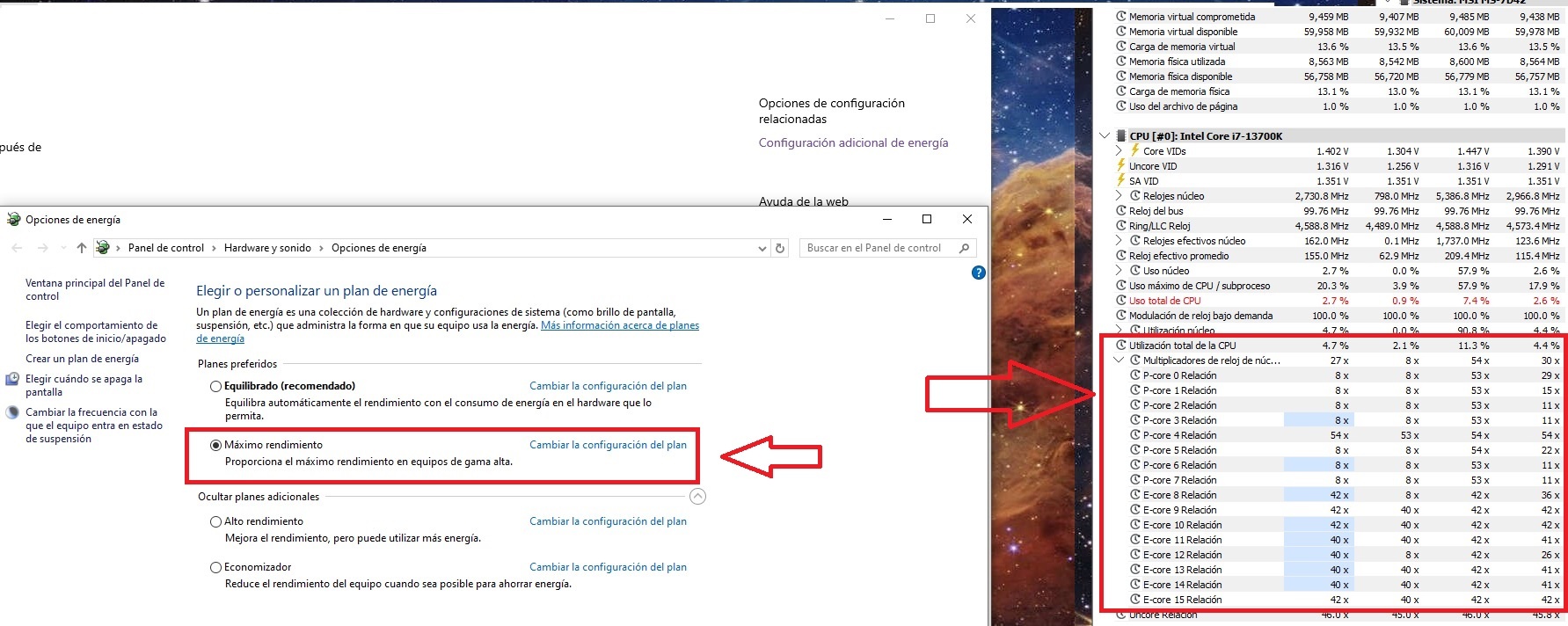 Modo máximo rendimiento no afecta al ratio del cpu - Microsoft Q&A