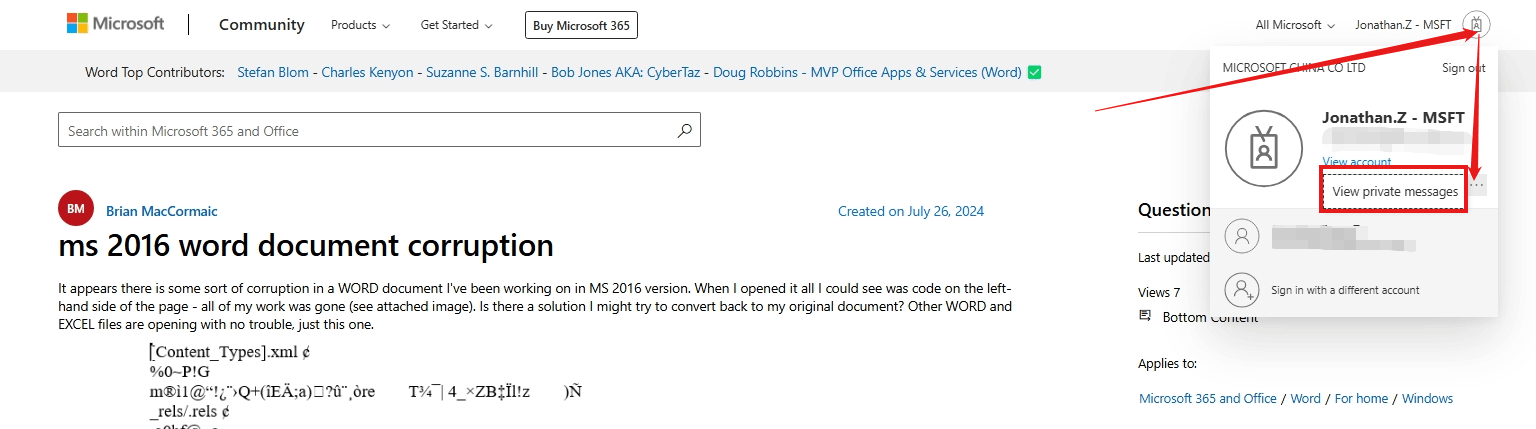 ms 2016 word document corruption - Microsoft Q&A