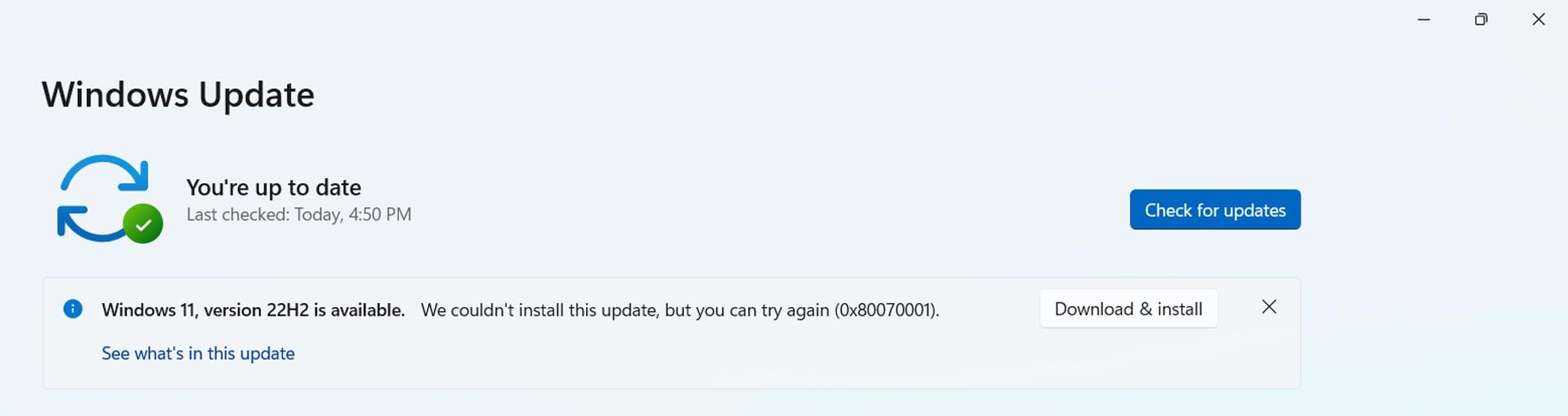 Failed update from Windows 11 22H2 - (0x80070001) - Microsoft Q&A