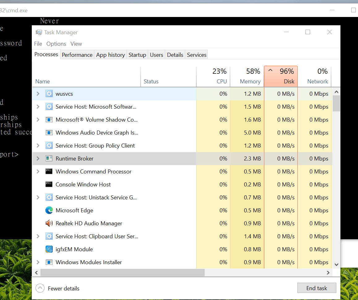 Windows 10 100% Disk usage - Microsoft Q&A