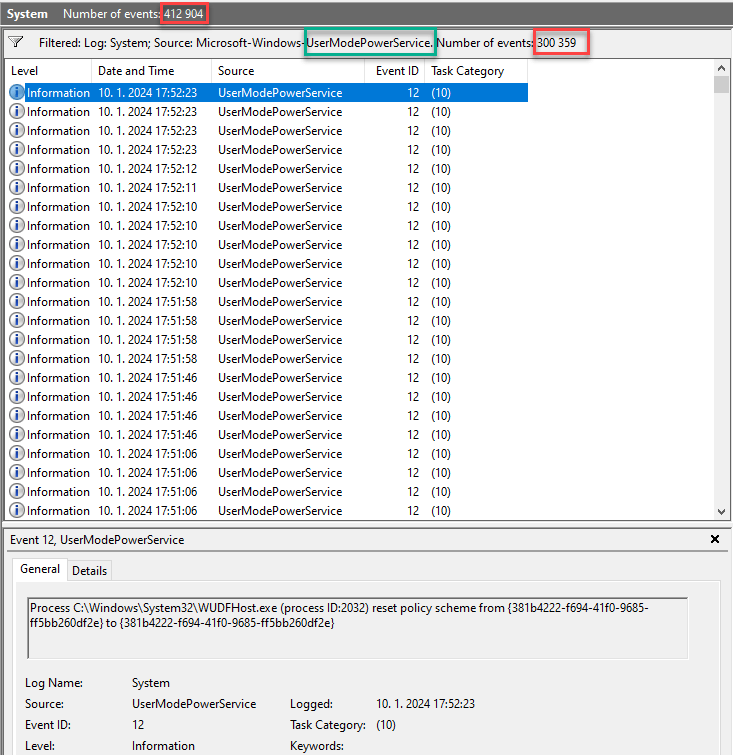 System event log get thousand events - UserModePowerService - Microsoft Q&A