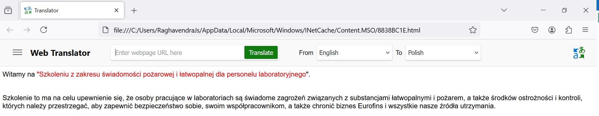 Unable to translate word document - Microsoft Q&A