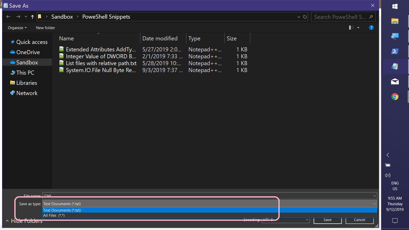 when I go to save a file only the same files types are visible in any ...