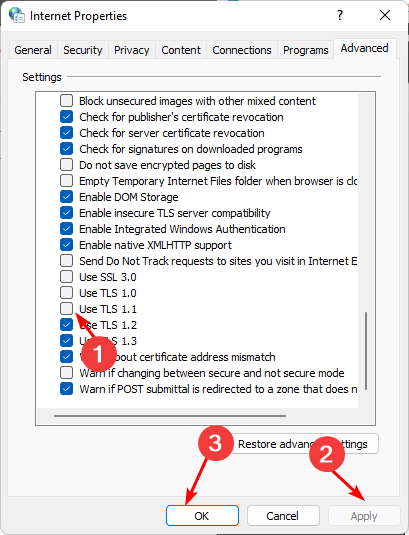 How to Enable TLS 1.0 and 1.1 in Windows 11