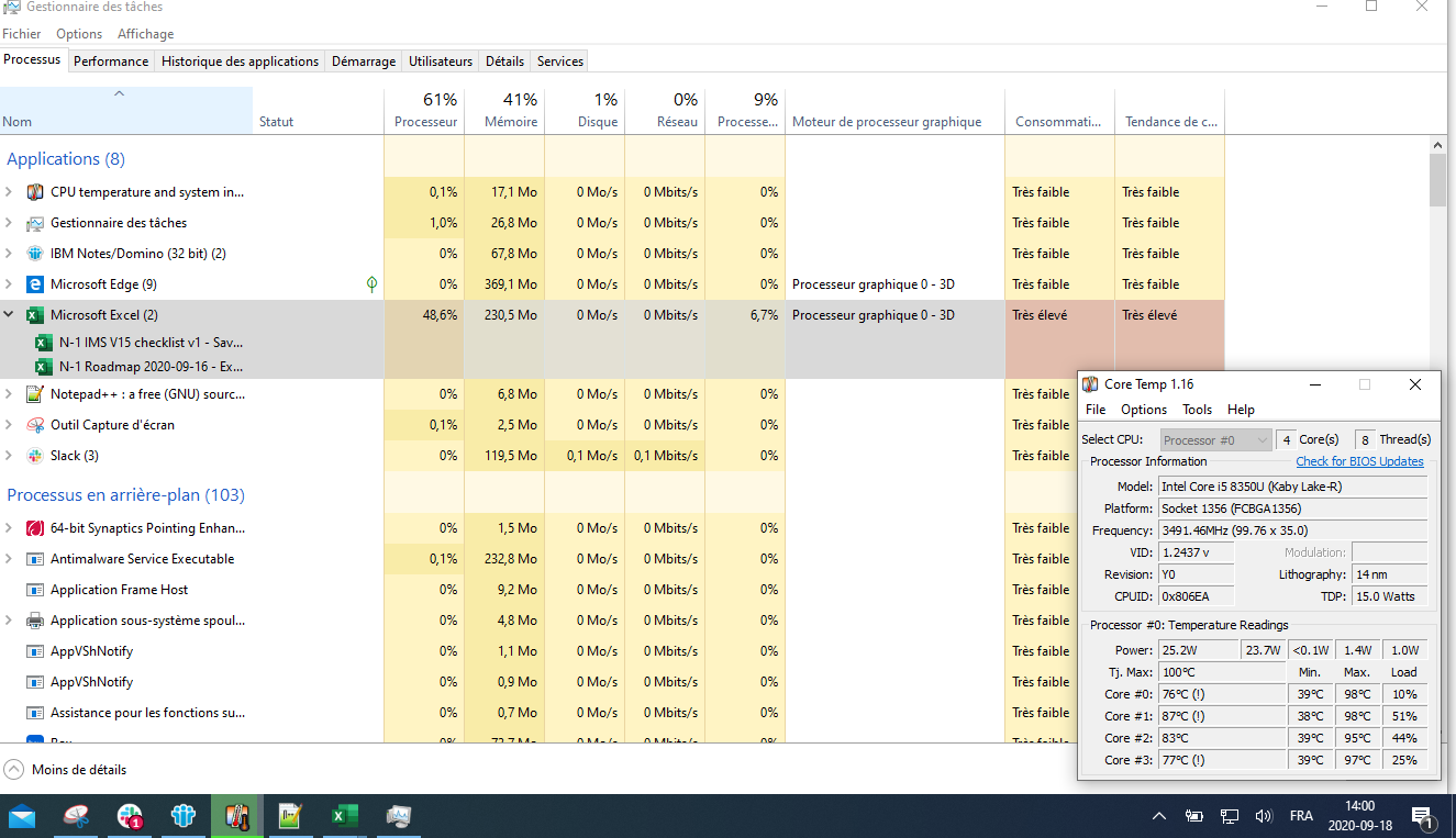 Excel (MS Office 365 ProPlus) using 40-55% CPU and heating up CPU ...