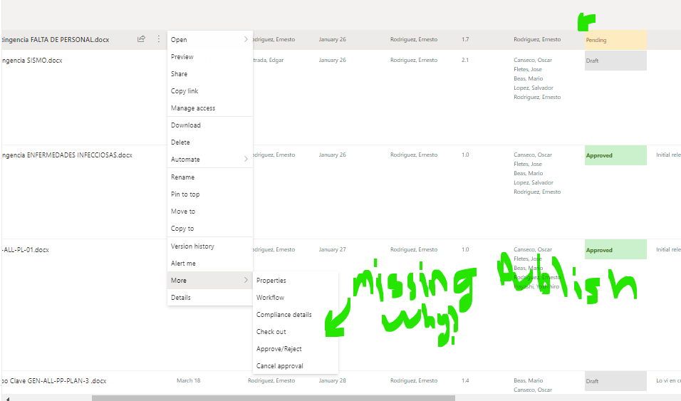 Don't have publish command in the ellipsis menu of a file in SharePoint ...