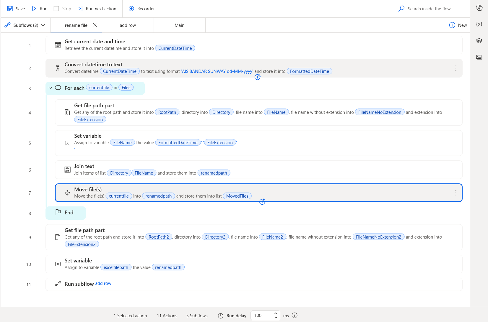 power automate rename xlsx file and auto add new data row in the file ...