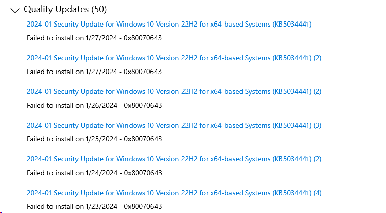 What do these single numbers at the end of failed updates mean ...