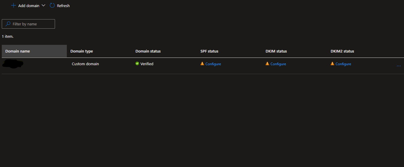 Cannot connect verified domain to Azure Communication Service ...