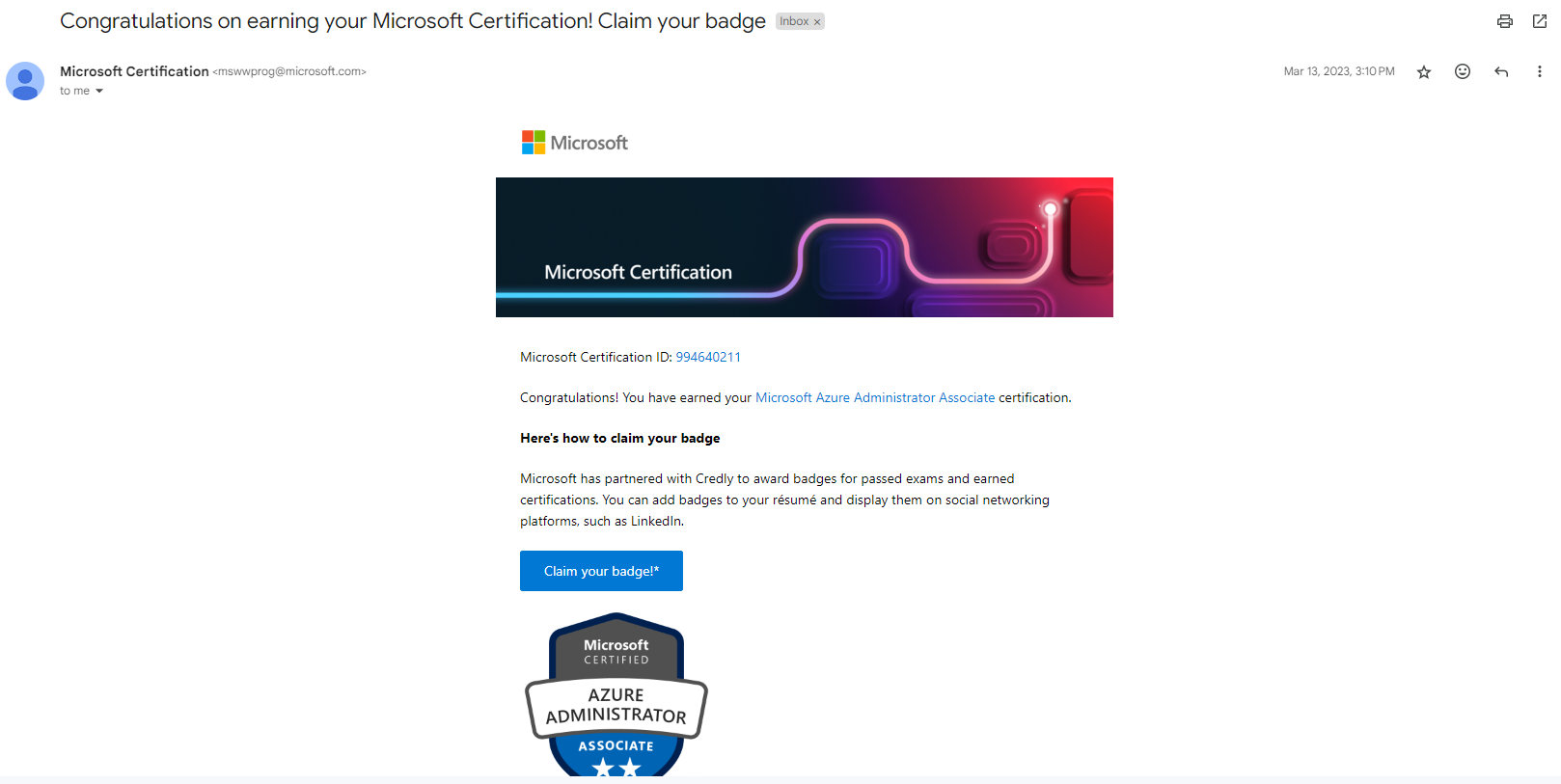 Missing certification in my profile. - Microsoft Q&A