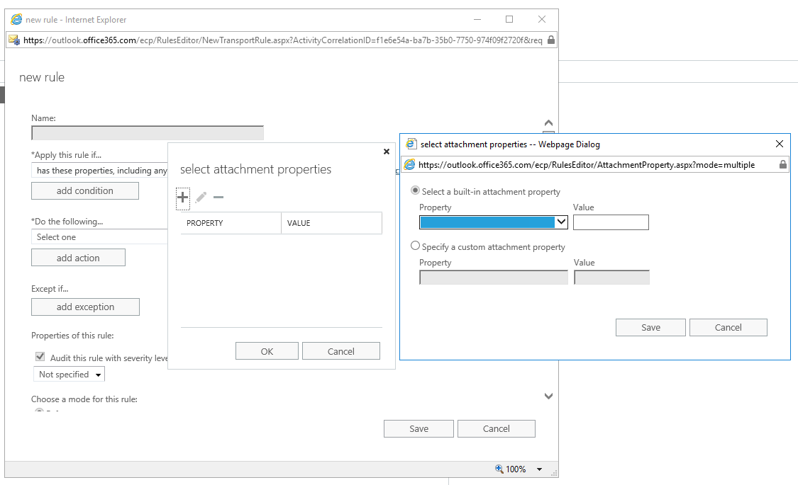 Selecting custom property for Exchange Mail Flow Rule not possible ...