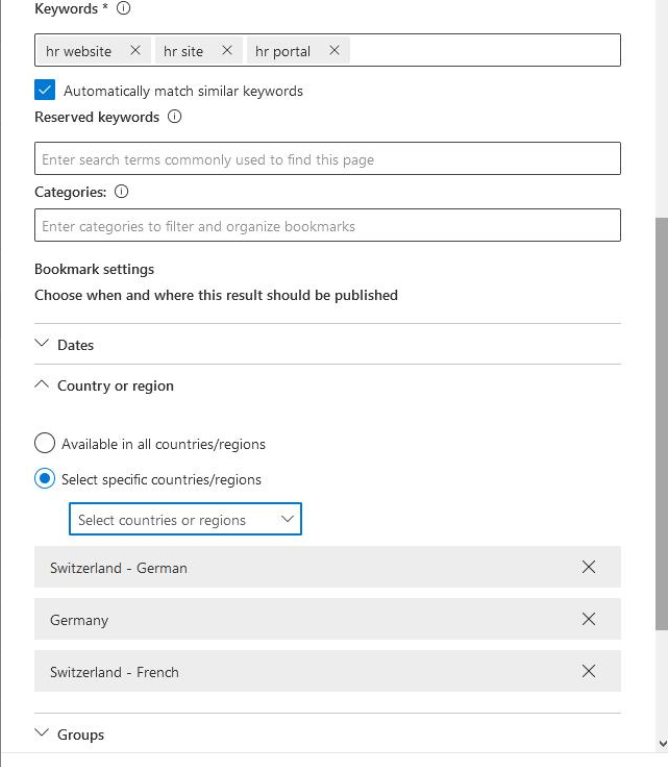 Microsoft Search Bookmarks not working when setting specific country ...