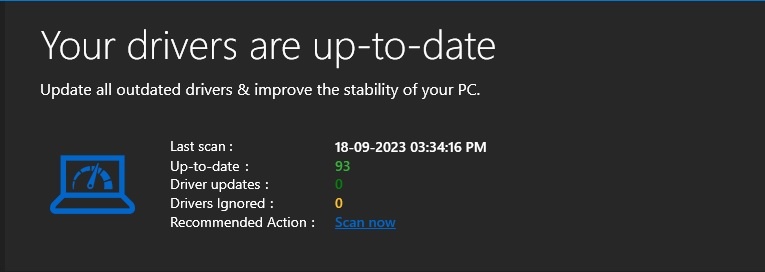 In Device Manager it shows a little triangle with an exclamation mark ...